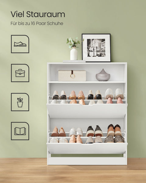 Rootz Shoe Cabinet - Footwear Organizer - Storage Unit - Adjustable Compartments - 24 x 80 x 102 cm -  White