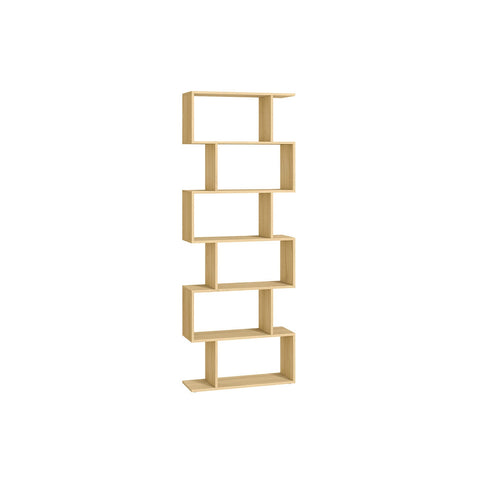 Rootz 6 Tier Bookcase - Display Shelf - Wooden Bookshelf - Natural Oak Finish - 24cm x 70cm x 190.5cm