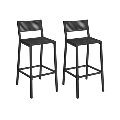 Rootz 2 Piece Set Bar Stools - Anthracite, Black - Chipboard Steel - Modern Seating - Easy Assembly - 50.7cm x 43.1cm x 97.2cm