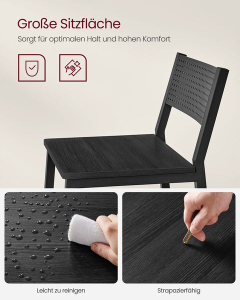 Rootz 2 Piece Set Bar Stools - Anthracite, Black - Chipboard Steel - Modern Seating - Easy Assembly - 50.7cm x 43.1cm x 97.2cm