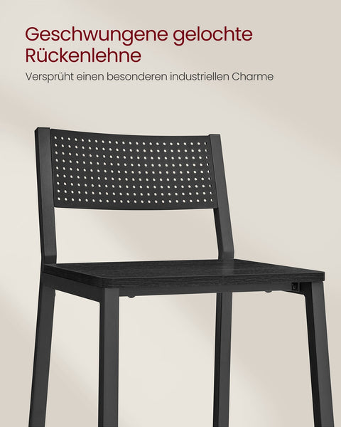 Rootz 2 Piece Set Bar Stools - Anthracite, Black - Chipboard Steel - Modern Seating - Easy Assembly - 50.7cm x 43.1cm x 97.2cm