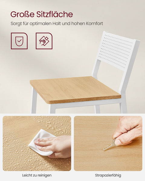 Rootz 2 Piece Set Bar Stools - Kitchen Stools - Counter Height Chairs - Chipboard and Steel - 50.7cm x 43.1cm x 97.2cm
