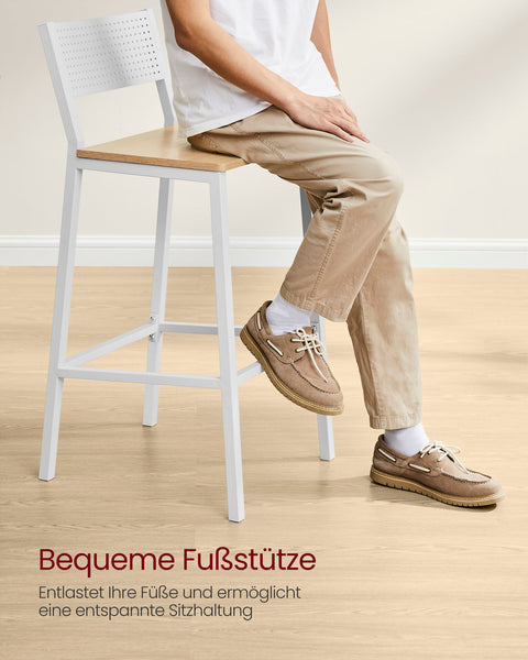 Rootz 2 Piece Set Bar Stools - Kitchen Stools - Counter Height Chairs - Chipboard and Steel - 50.7cm x 43.1cm x 97.2cm