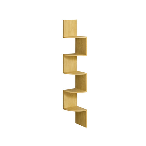 Rootz Wall Shelf - 5 Levels - Book Storage - Brown - Chipboard - 20cm x 20cm x 126cm
