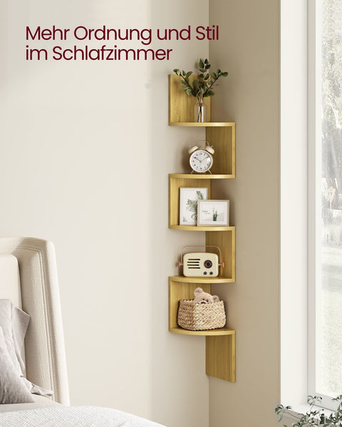 Rootz Wall Shelf - 5 Levels - Book Storage - Brown - Chipboard - 20cm x 20cm x 126cm