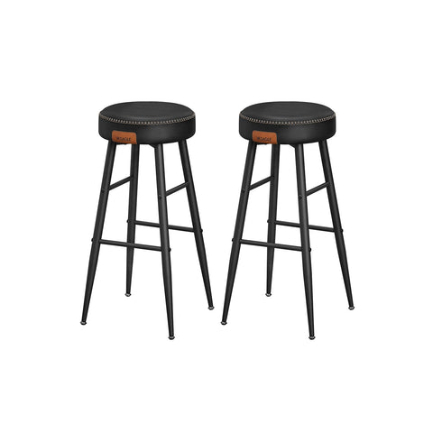 Rootz 4 Piece Set Bar Chairs - Counter Stools - Kitchen Stools - Steel Frame - Molded Foam - PU Leather - Plywood - 51.6cm x 51.6cm x 76.2cm