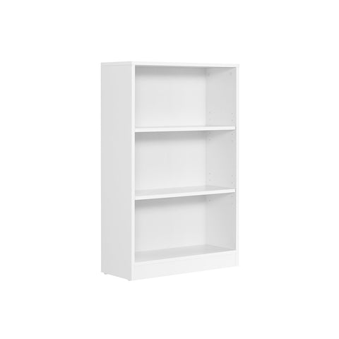 Rootz Chipboard Bookshelf - White Storage Rack - Large Display Stand - Sturdy Organizer - 24cm x 60cm x 93cm