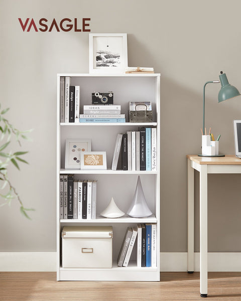 Rootz Chipboard Stand Shelf - White Bookcase - Storage Rack - Sturdy Construction - Easy Assembly - 24cm x 60cm x 121.5cm