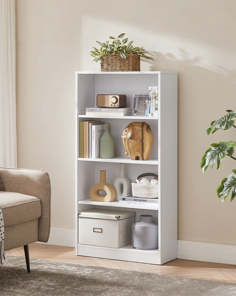 Rootz Chipboard Stand Shelf - White Bookcase - Storage Rack - Sturdy Construction - Easy Assembly - 24cm x 60cm x 121.5cm