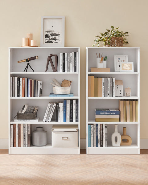 Rootz Chipboard Stand Shelf - White Bookcase - Storage Rack - Sturdy Construction - Easy Assembly - 24cm x 60cm x 121.5cm