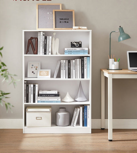 Rootz White Stand Shelf - Storage Rack - Multi-Compartment Organizer - Chipboard Material - 24cm x 80cm x 121.5cm - Max. 10 kg Per Level