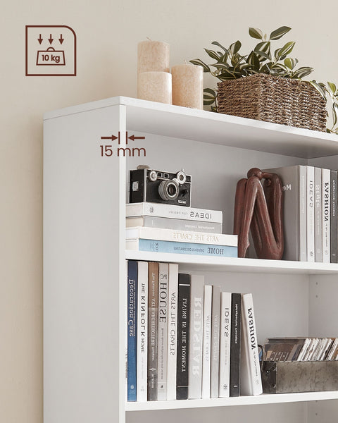 Rootz White Stand Shelf - Storage Rack - Multi-Compartment Organizer - Chipboard Material - 24cm x 80cm x 121.5cm - Max. 10 kg Per Level