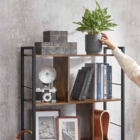 Rootz 5 Tier Bookcase - Bookshelf - Storage Shelf - Sturdy Steel Frame - 74cm x 30cm x 150cm