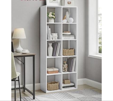 Rootz Bookcase with 10 Compartments - Bookshelf - Storage Shelf - Elegant Display - 30cm x 65.5cm x 161.5cm