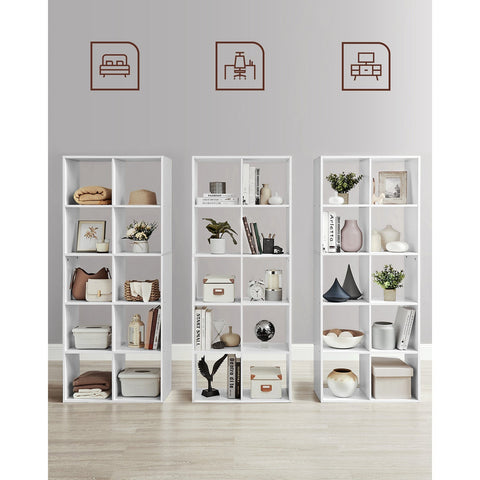 Rootz Bookcase with 10 Compartments - Bookshelf - Storage Shelf - Elegant Display - 30cm x 65.5cm x 161.5cm