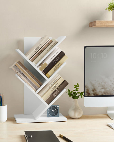Rootz Bookcase Tree Shape - Space-saving Bookshelf -  White - Saves Space - 17.2cm x 30cm x 51cm