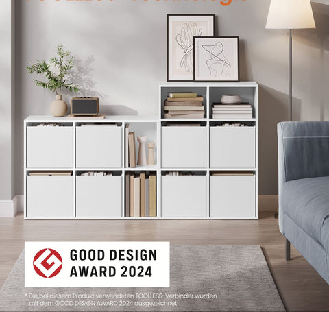 Rootz HOME Bookcase - Bookshelf - Storage Unit - Space-saving - 27cm x 83cm x 61.6cm - White