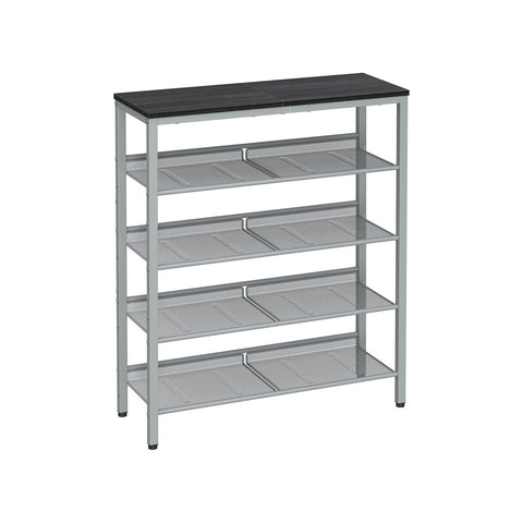 Rootz 5 Tier Shoe Rack - Footwear Storage - Shoe Organizer - Industrial Style - 28cm x 75cm x 93cm