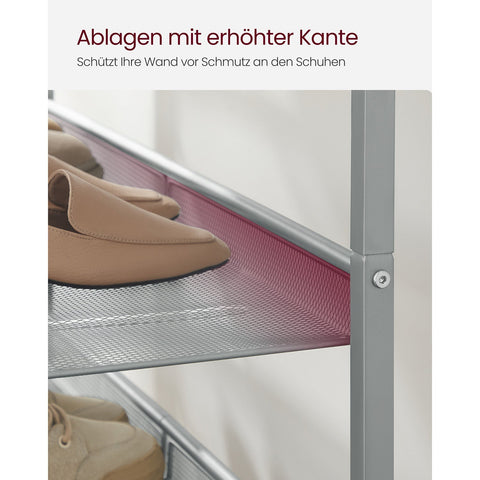 Rootz 5 Tier Shoe Rack - Footwear Storage - Shoe Organizer - Industrial Style - 28cm x 75cm x 93cm