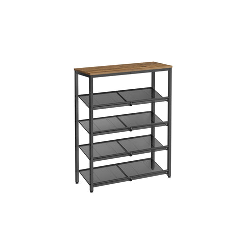 Rootz 5 Level Shoe Rack - Shoe Organizer - Footwear Storage - Adjustable Shelves - 30cm x 75cm x 93cm