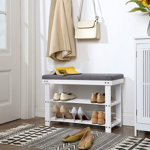 Rootz Bamboo Shoe Bench - Entryway Seat - Padded Organizer - Durable & Stylish - 71cm x 29cm x 49cm