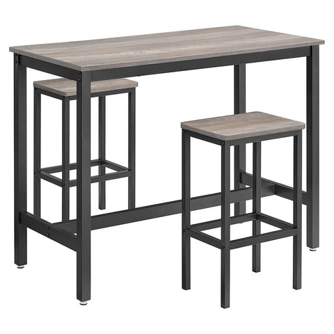 Rootz Bar Table Set - Pub Table With Stool - High-top Table - Bar-height Table - Standing Bar Table - Barstool Table - Small Space Bar Table - Chipboard - Greige Black - 120 x 60 x 90 cm (L x W x H)