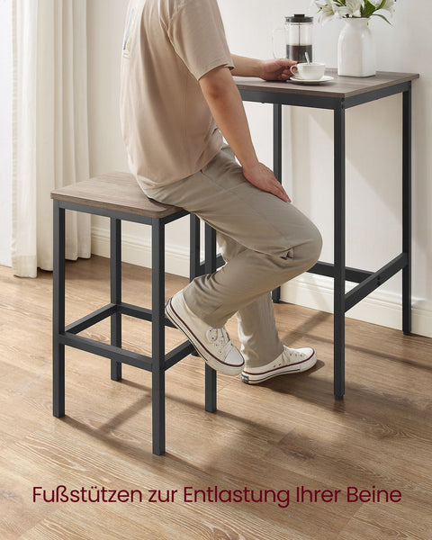 Rootz Bar Table and Chairs Set - Kitchen Dining Set - High Table and Stools - Space-Saving Design - Table: 60x60x90cm, Stool: 30x40x65cm