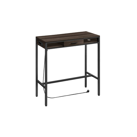 Rootz Bar Table with Charging Station - High Table - Desk - Ash Brown - Chipboard, Steel - 40cm x 99.8cm x 104.6cm