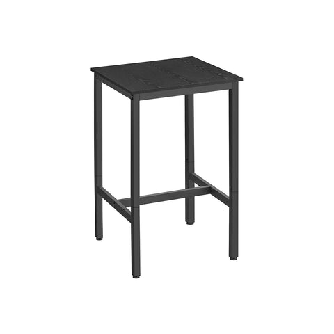 Rootz Ebony Black-Black Bar Table - High Table - Tall Table - Chipboard and Steel - Lightweight - Sturdy - Easy Assembly - 60cm x 60cm x 92cm