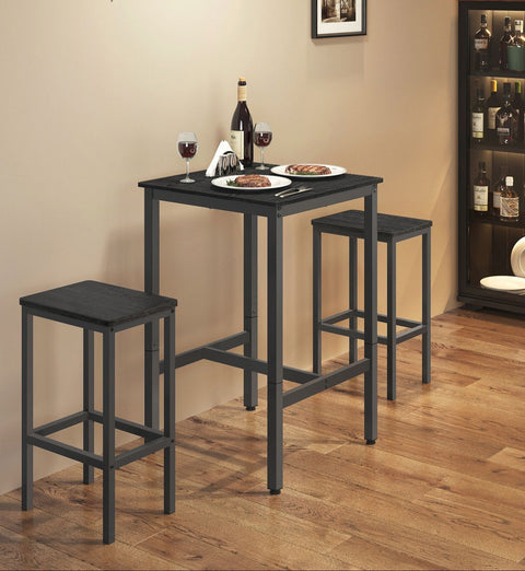 Rootz Bar Table - High Table - Pub Table - Sturdy Steel Frame - 60cm x 60cm x 92cm -Black