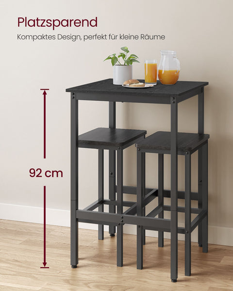 Rootz Bar Table - High Table - Pub Table - Sturdy Steel Frame - 60cm x 60cm x 92cm -Black