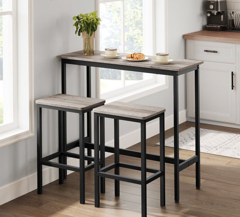 Rootz Bar Table with Bar Stool Set - Mottle-Ink Black - Chipboard & Steel - 100cm x 40cm x 90cm - 40cm x 30cm x 65cm - 20.2kg - 100kg Capacity