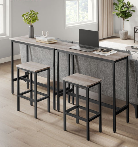 Rootz Bar Table with Bar Stool Set - Mottle-Ink Black - Chipboard & Steel - 100cm x 40cm x 90cm - 40cm x 30cm x 65cm - 20.2kg - 100kg Capacity