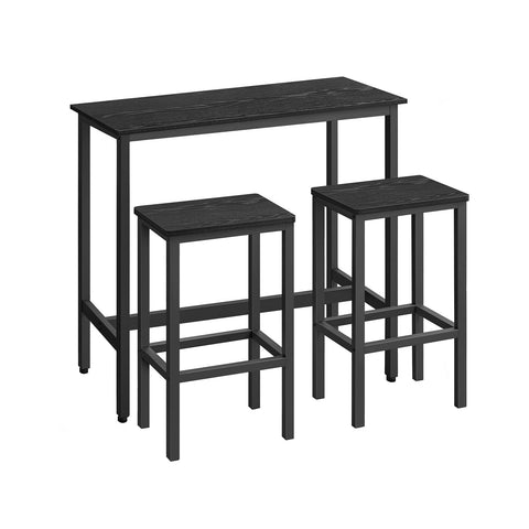 Rootz Bar Table & Stool Set - Pub Set - High Top Dining Set - Space-Saving Design - Table: 100x40x90cm, Stools: 40x30x65cm