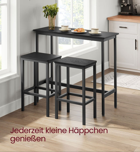 Rootz Bar Table & Stool Set - Pub Set - High Top Dining Set - Space-Saving Design - Table: 100x40x90cm, Stools: 40x30x65cm