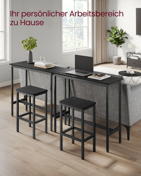Rootz Bar Table & Stool Set - Pub Set - High Top Dining Set - Space-Saving Design - Table: 100x40x90cm, Stools: 40x30x65cm