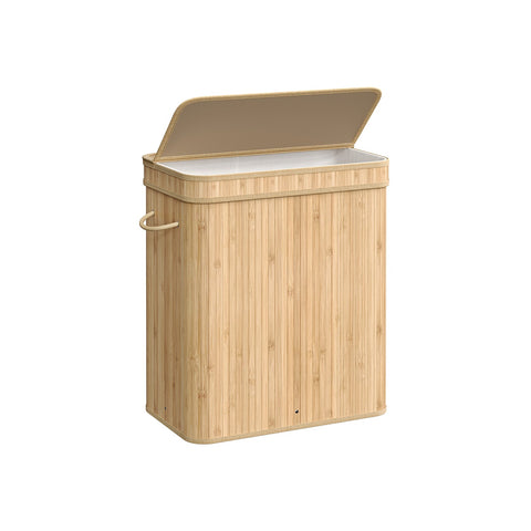 Rootz Natural Bamboo Laundry Basket with Lid - Hamper - Clothes Storage - Eco-Friendly - Lightweight - Durable - 54.5cm x 34.5cm x 61cm