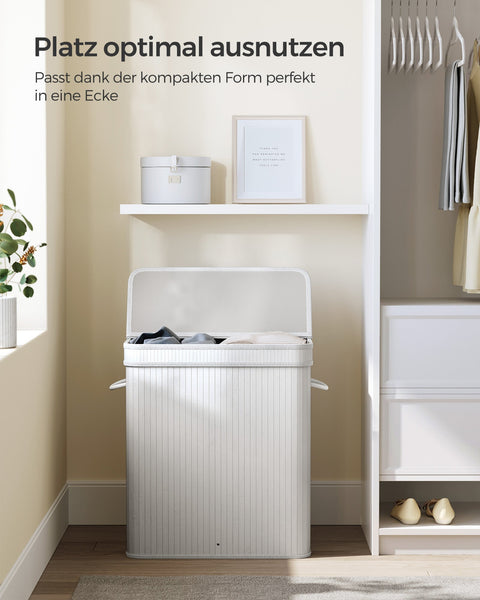 Rootz 100L Laundry Basket - Hamper - Clothes Bin - Sustainable Bamboo - 54.5 x 34.5 x 61cm