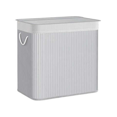 Rootz Laundry Basket - Clothes Organizer - Bamboo Hamper - 3 Compartments - Stylish & Durable - 60cm x 40cm x 61.5cm