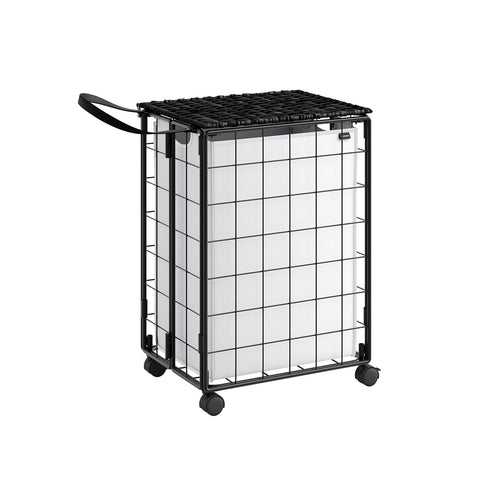 Rootz Rolling Laundry Basket - Clothes Hamper - Laundry Cart - Steel Frame - Oxford Fabric - PE Material - 46cm x 33cm x 65cm