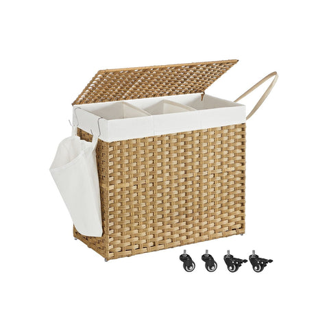 Rootz Laundry Basket with Lid - Wäschekorb - Clothes Hamper - Removable Inner Bag - 70 x 36 x 66cm