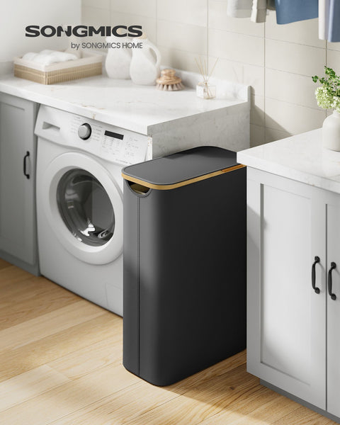 Rootz Portable Folding Laundry Basket - Hamper - Collapsible Storage Bin - 600D Oxford Cloth - Bamboo Frame - Lightweight - 42cm x 22.5cm x 70.5cm