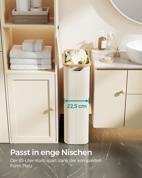 Rootz Laundry Basket - Hamper - Clothes Bin - 60 Liter Capacity - White Lid - 48cm x 38cm x 52cm