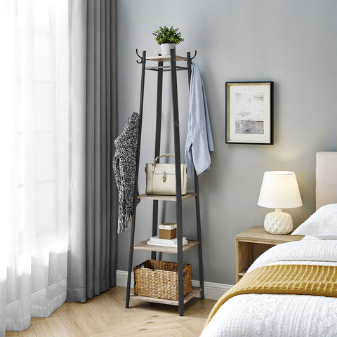 Rootz Coat Stand Brown Black - Hat Rack - Entryway Organizer - Space Saving - 43cm x 43cm x 180cm