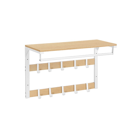 Rootz Wall Coat Rack - Entryway Organizer - Coat Hanger - Space-Saving - 30 x 65 x 42 cm - Brown- White Finish