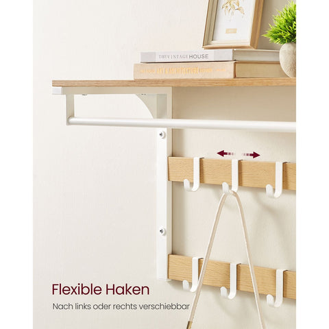 Rootz Wall Coat Rack - Entryway Organizer - Coat Hanger - Space-Saving - 30 x 65 x 42 cm - Brown- White Finish