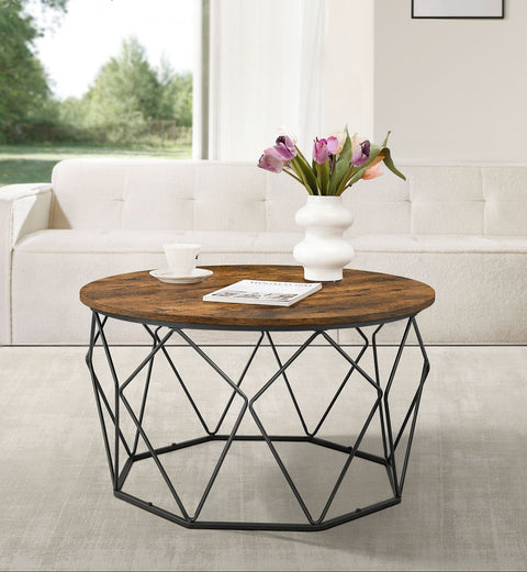 Rootz Coffee Table - Couchtisch - Living Room Table -  Brown-Black - Chipboard & Steel - 80cm x 45cm - 30kg Capacity