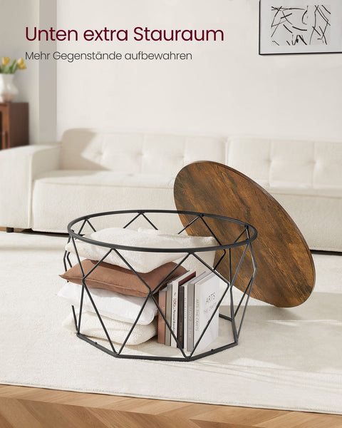 Rootz Coffee Table - Couchtisch - Living Room Table -  Brown-Black - Chipboard & Steel - 80cm x 45cm - 30kg Capacity