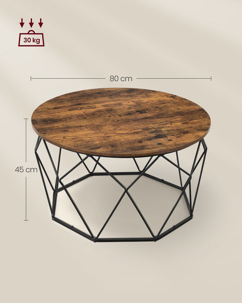 Rootz Coffee Table - Couchtisch - Living Room Table -  Brown-Black - Chipboard & Steel - 80cm x 45cm - 30kg Capacity