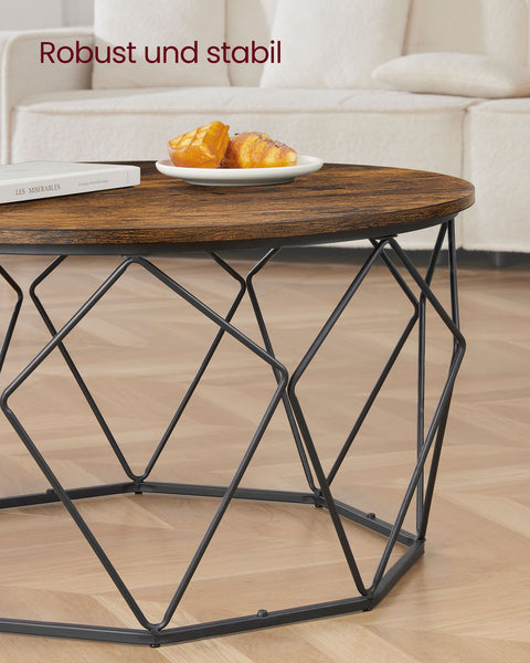 Rootz Coffee Table - Couchtisch - Living Room Table -  Brown-Black - Chipboard & Steel - 80cm x 45cm - 30kg Capacity